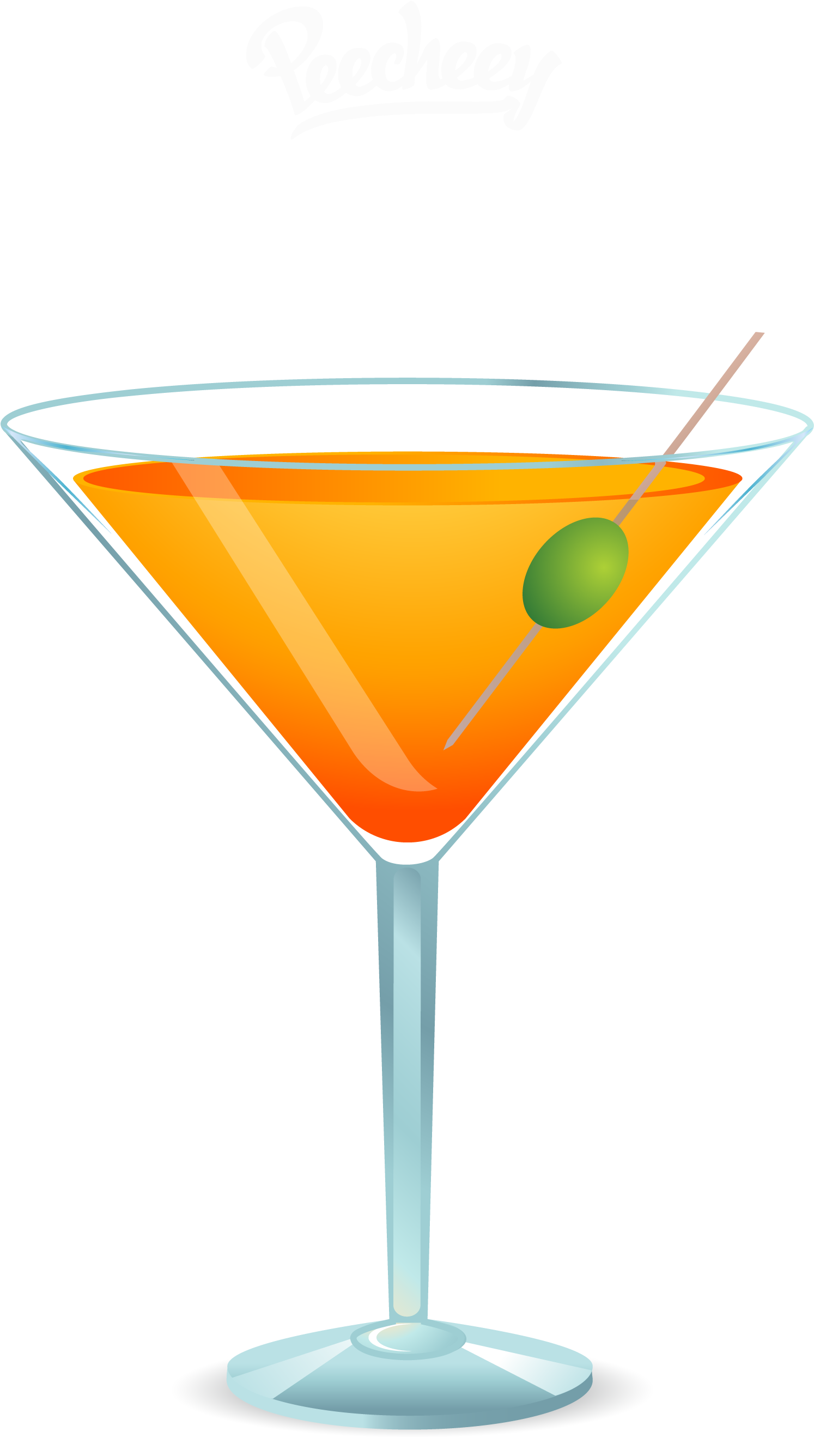 Cocktail Martini Orange Juice Clip Art - Martini Clip Art (1500x2685), Png Download