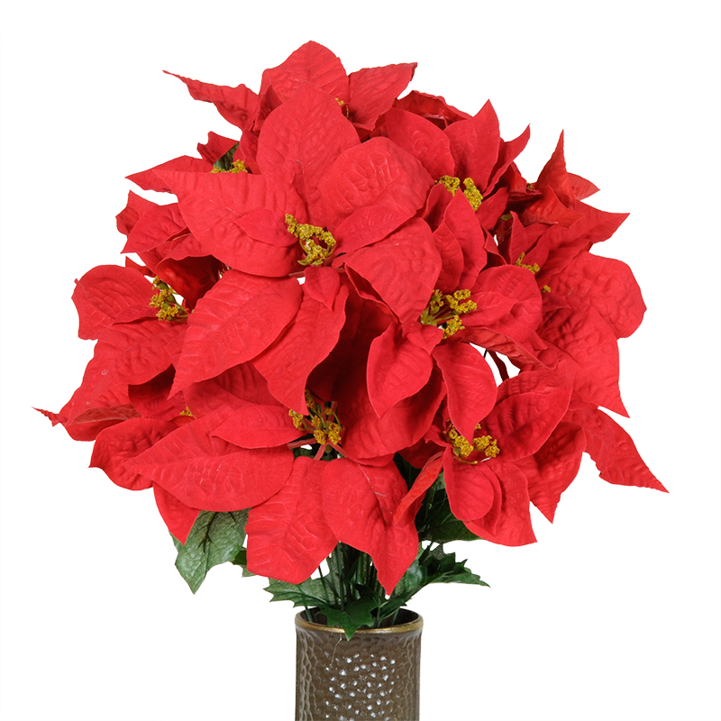 Red Poinsettia - Red Poinsettia Artificial Bouquet Featuring The Stay-in-the-vase (800x800), Png Download