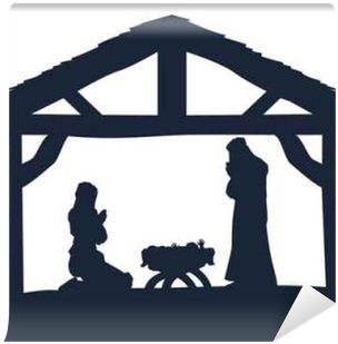 Christian Nativity Christmas Scene Silhouettes Wall - Christian Christmas Shirt Nothing Is Impossible With (400x400), Png Download