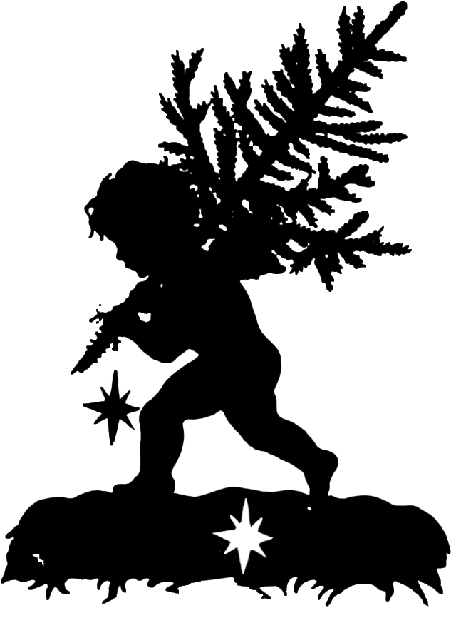 Silhouette Of Angel Carrying A Christmas Tree - Wallpaper (730x945), Png Download