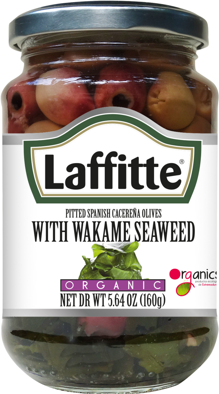 Organic Pitted Natural Olives With Wakame Seaweed (1000x1480), Png Download