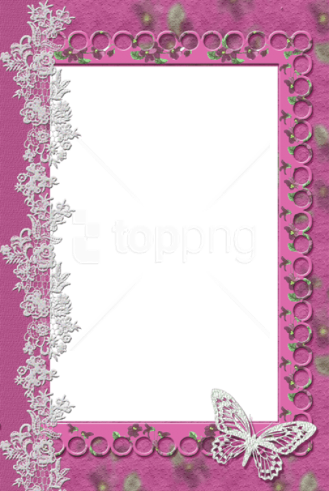 Free Png Pink Transparent Frame With Lace Butterfly - Transparent Lace Pink Border (480x715), Png Download