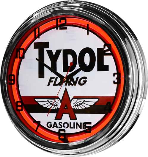 Tydol Neon Clock - Flying Gasoline (600x600), Png Download