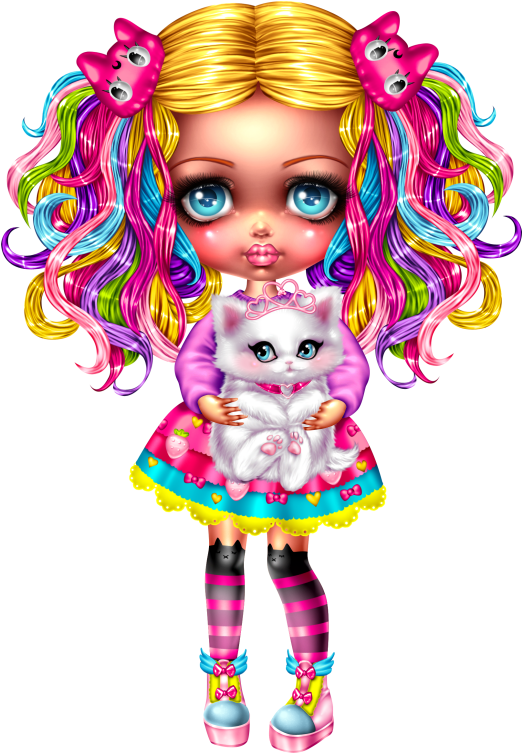 Original Artwork, Big Eyes, Girl Cartoon, Anime Chibi, - Cartoon (568x800), Png Download