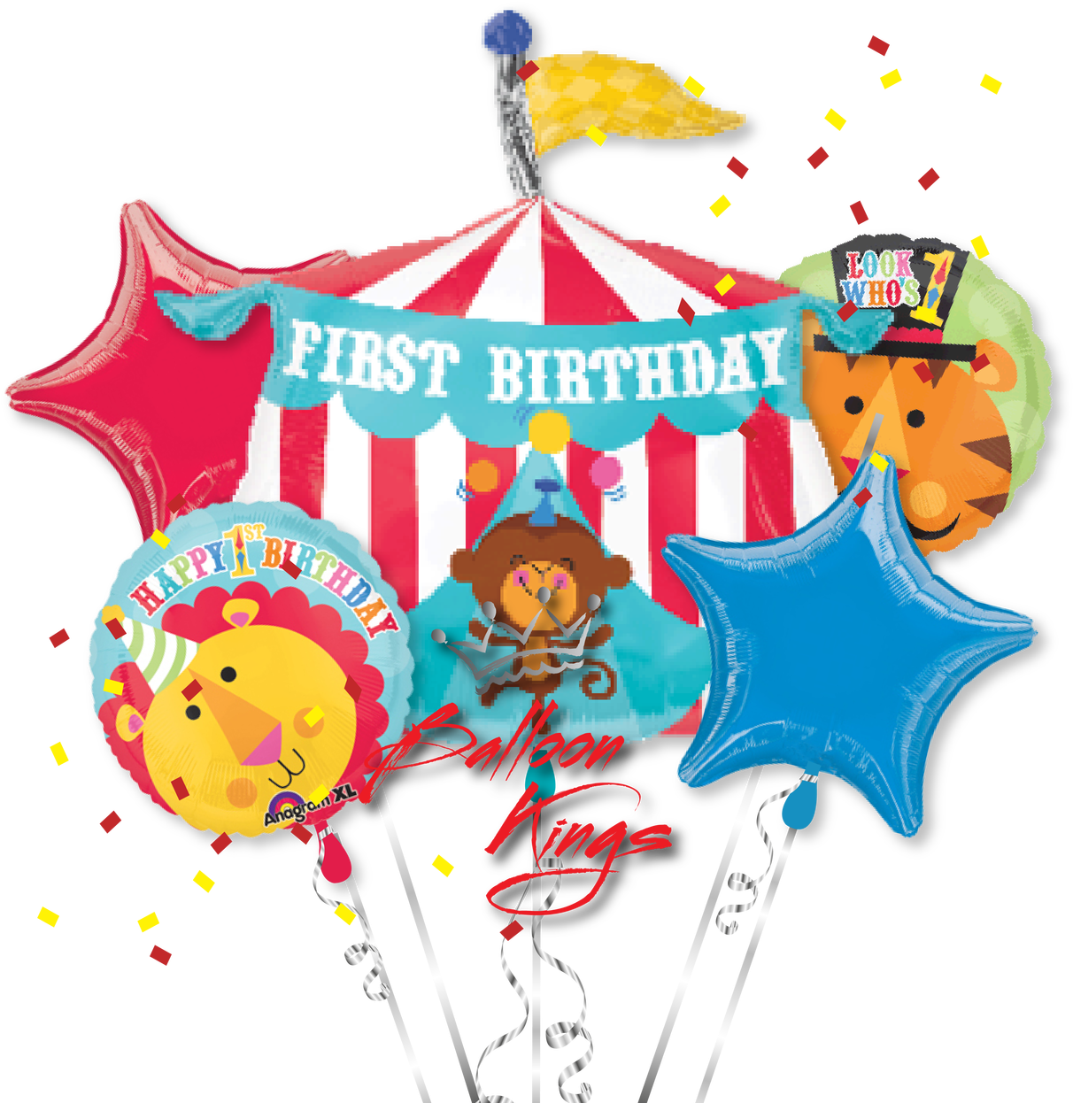 1st Birthday Circus Bouquet - Circus Foil Balloons (1280x1280), Png Download