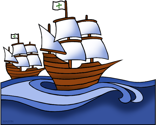 Columbus Day Clip Art By Phillip Martin, Nina And Pinta - Explorers Clip Art Free (648x555), Png Download