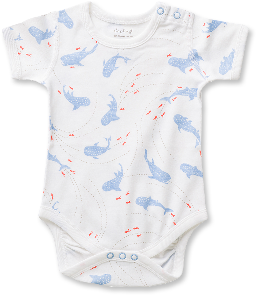 Whale Shark Short Sleeve Bodysuit - Pattern (1078x1078), Png Download