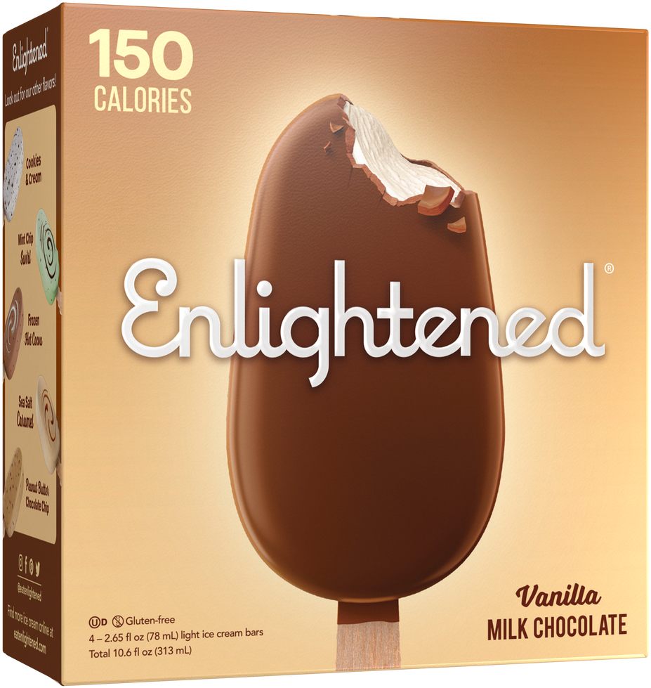 Enlighted Vanilla Milk Chocolate Bars - Ice Cream Bar (1280x1280), Png Download
