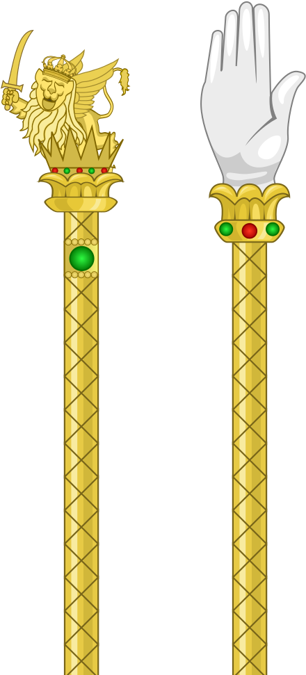 Scepter And Hand Of Justice Of The Napoleonic Kingdom - Scepter Heraldry (508x1024), Png Download
