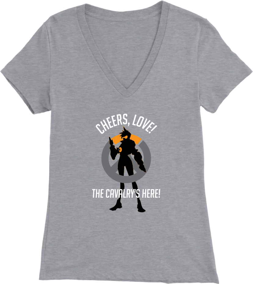 Overwatch Tracer Cheers Love Women's V Neck T Shirt - Shirt (1024x1024), Png Download