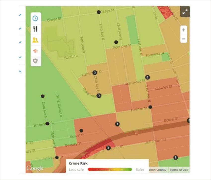 Crime Rates In Areas Adjacent To Pearl-cohn Magnet - Atlas (850x725), Png Download