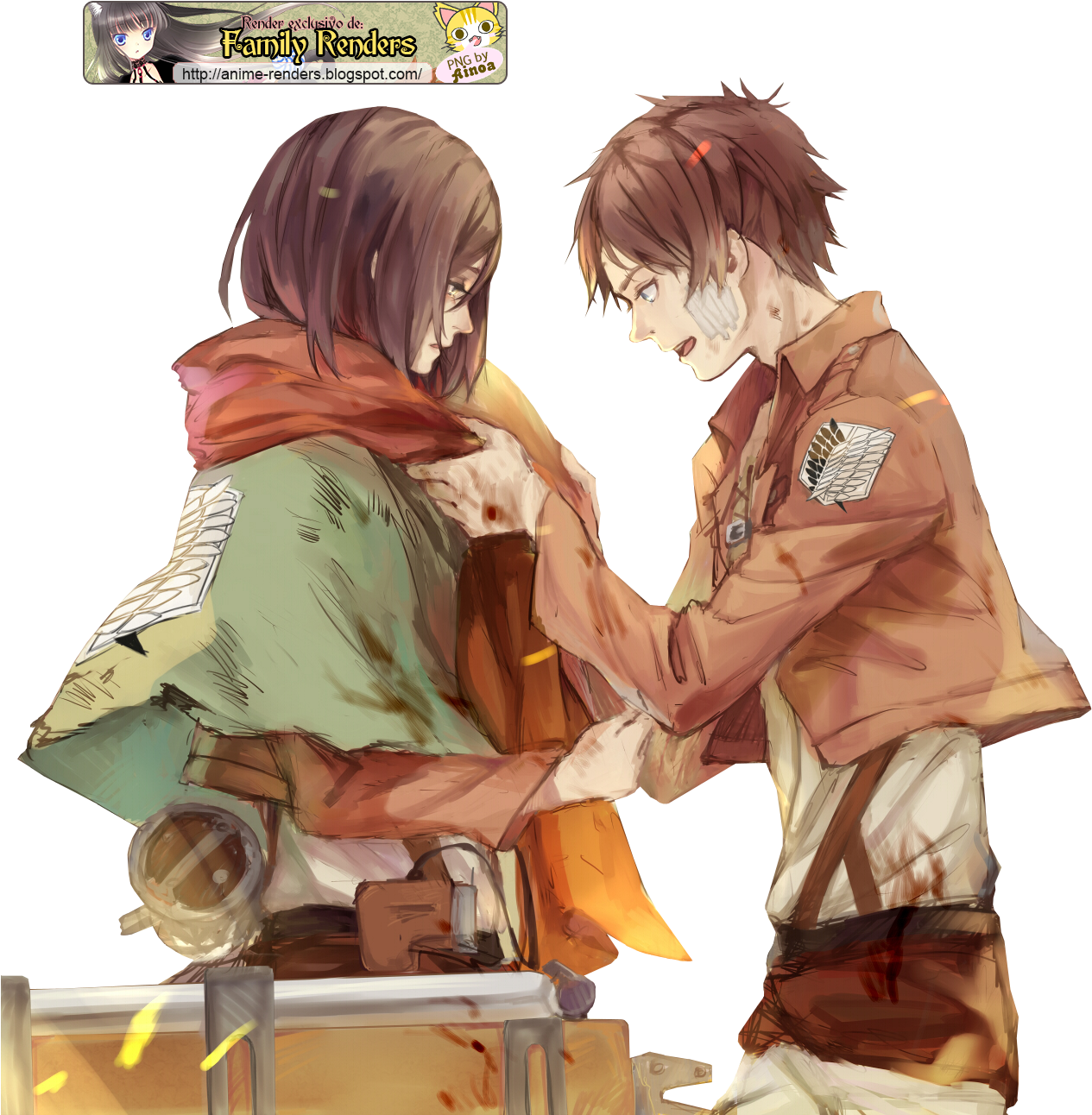 Eren S Resolve Fanfic - Eren And Mikasa Render (1279x1311), Png Download