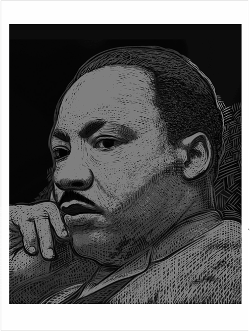 Martin Luther King Jr - Monochrome (600x800), Png Download