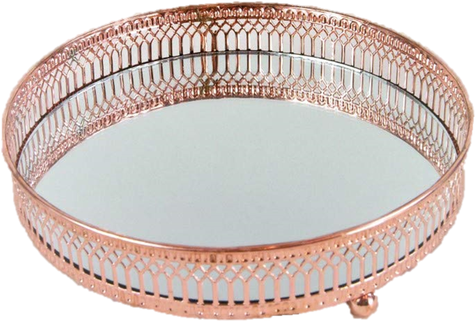 Details About Tray Mirrored Rose Gold Copper Round - Ceramic (940x1407), Png Download