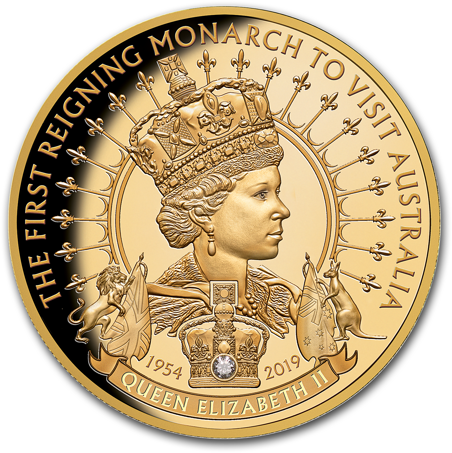 2019 Niue 1 Oz Gold Proof Royal Visit By Queen Elizabeth (1500x1500), Png Download