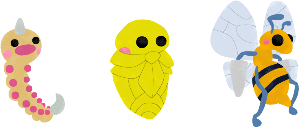 Pokemon 013 014 015 Weedle, Kakuna, Beedrill - Cartoon (1280x448), Png Download