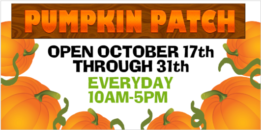 Pumpkin Patch Vinyl Banner With Season And Times - Pumpkin (560x560), Png Download