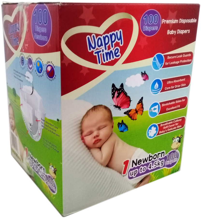Mega Nappytime Newborn Kg / 100 Pieces - Baby (1306x980), Png Download