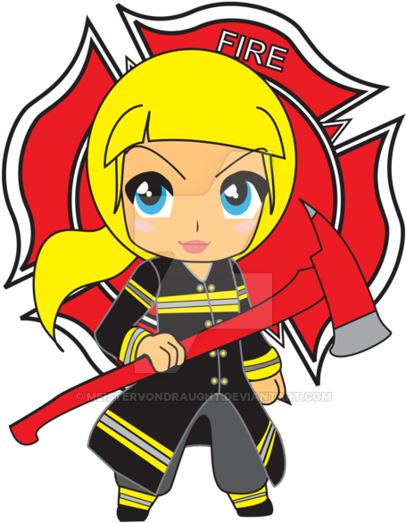 Blonde Girl Firefighter Chibi By Meistervondraught (600x700), Png Download