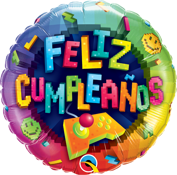 18" Feliz Cumpleaños Videogame Foil Balloon - Balloons (600x593), Png Download
