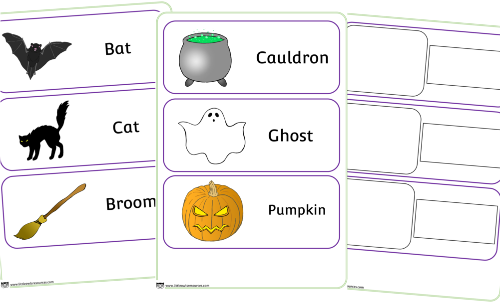 Halloween Words - Cartoon (1000x667), Png Download