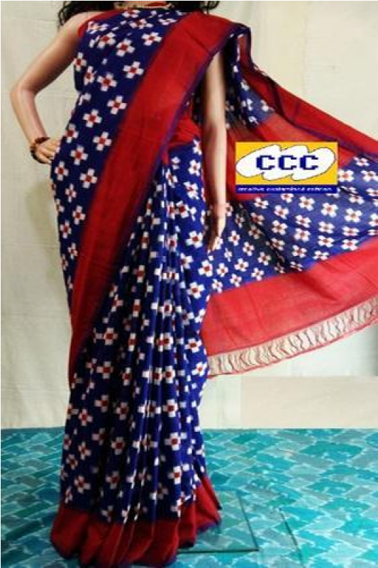 Ikat Cotton Saree - Silk (730x800), Png Download