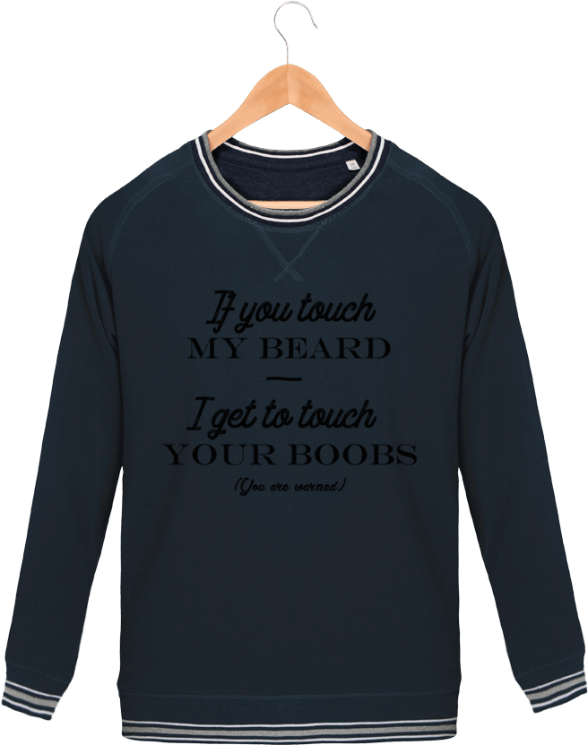 Sweatshirt Crew Neck Men Stanley Strolls Tipped If - Long-sleeved T-shirt (690x850), Png Download