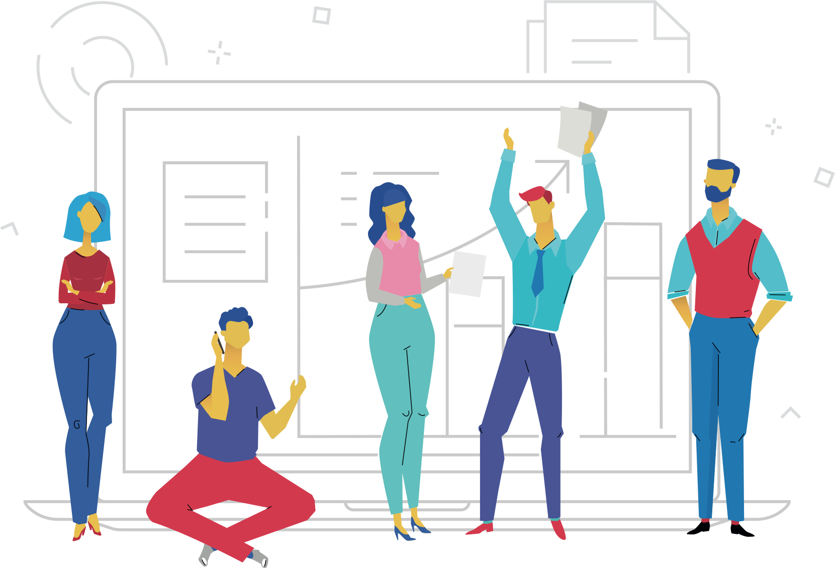 Teamwork Illustration Mobile (1661x1131), Png Download