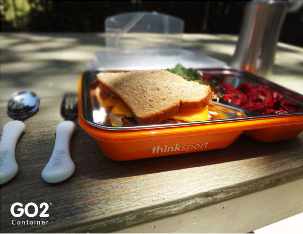 Airtight Lunch Container With Fork/spoon Go2 - Thinksport Go2 Travel Lunch Container (1000x1000), Png Download