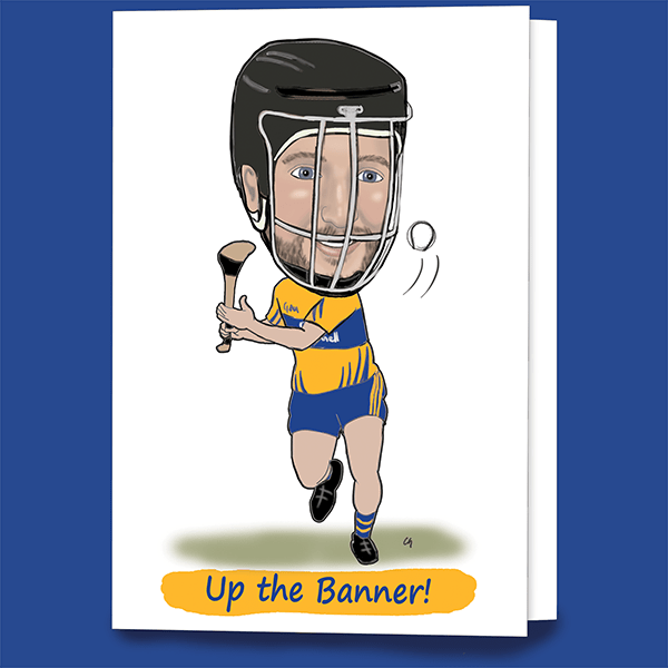 Clare Hurling Greeting Caricature Card - Cartoon (600x600), Png Download