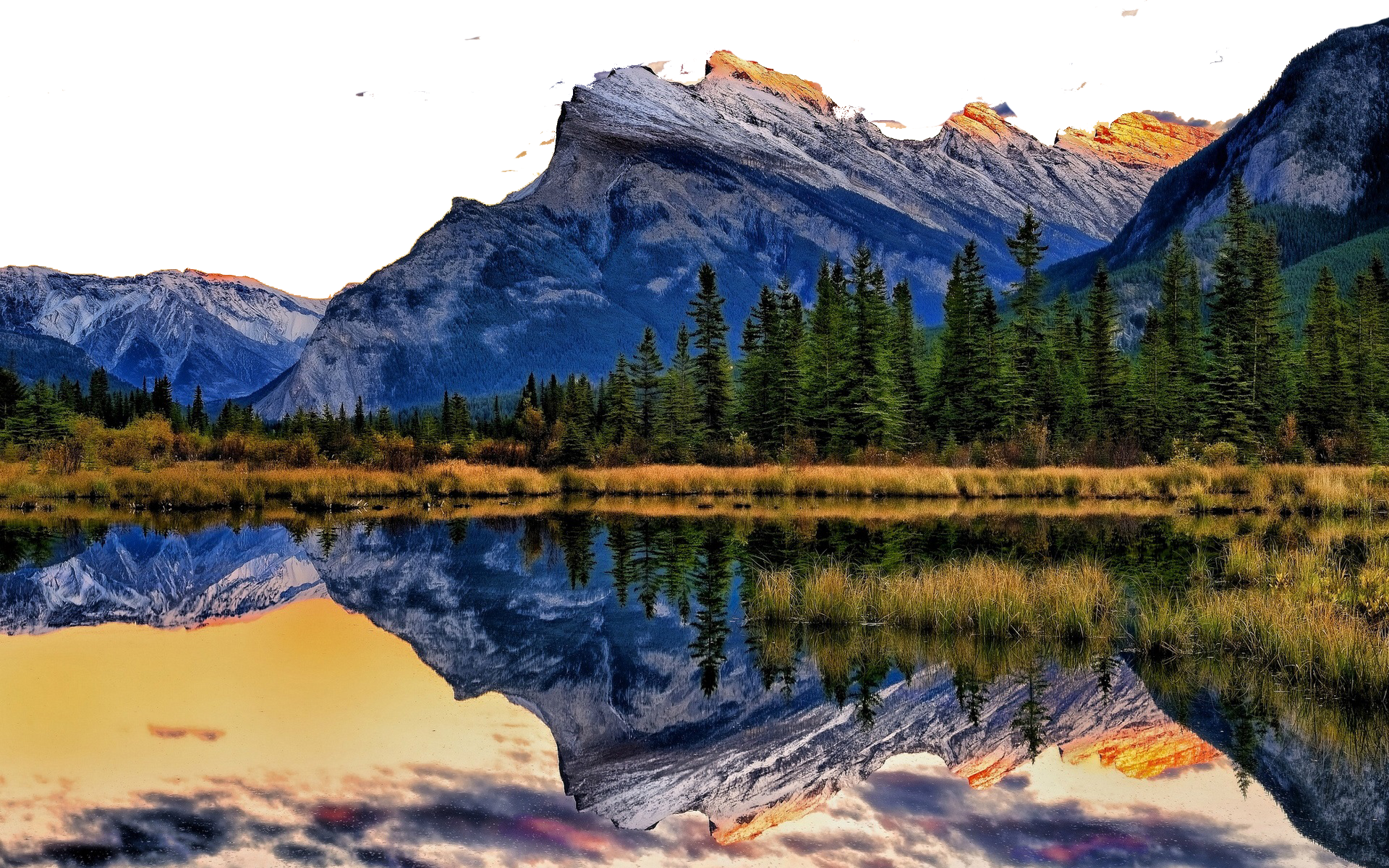 Nature Drawing - Mount Rundle (1920x1200), Png Download