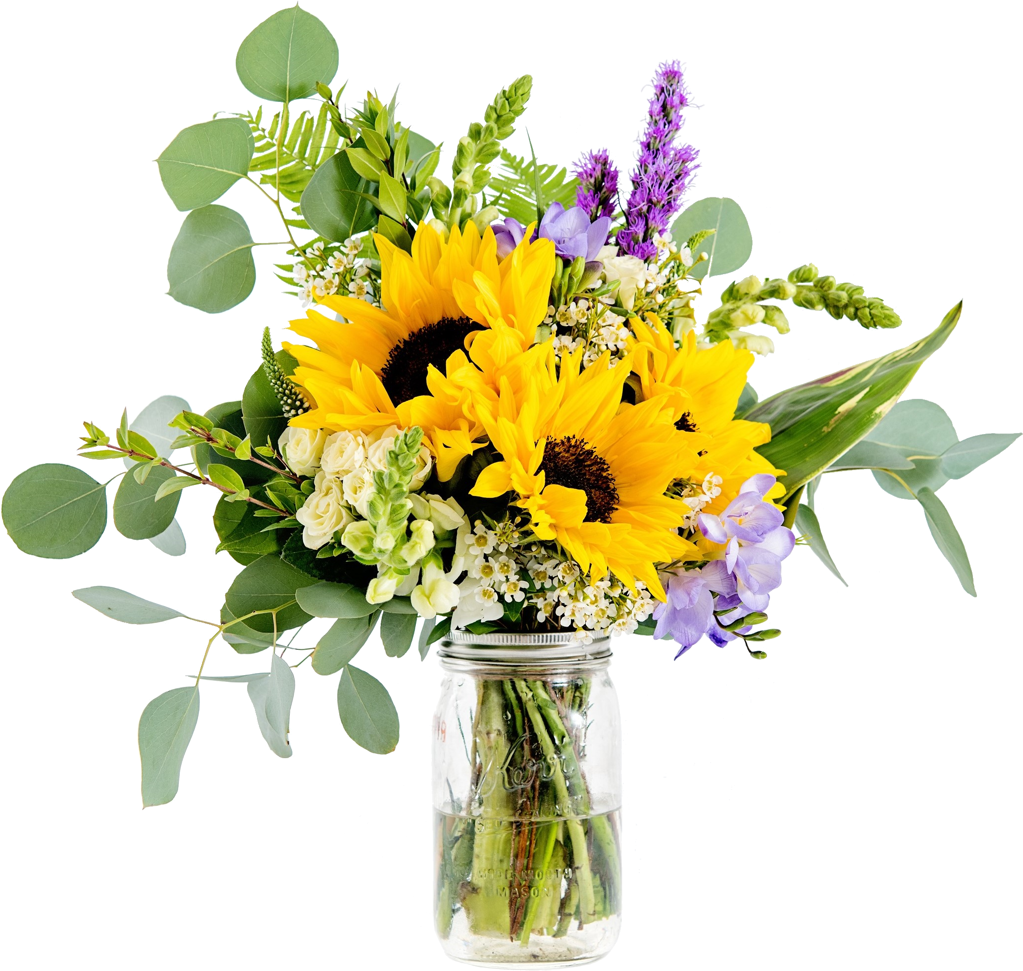 This Little Bunch Includes Sunflowers, Eucalyptus, - Bouquet (2154x2067), Png Download