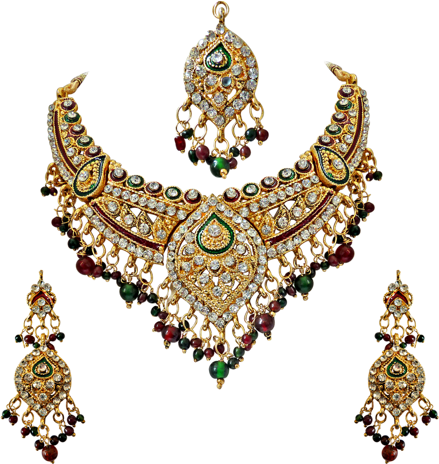 Kundan & Polki With Enamel Hanging Earrings Fashion - Earrings (1000x1000), Png Download