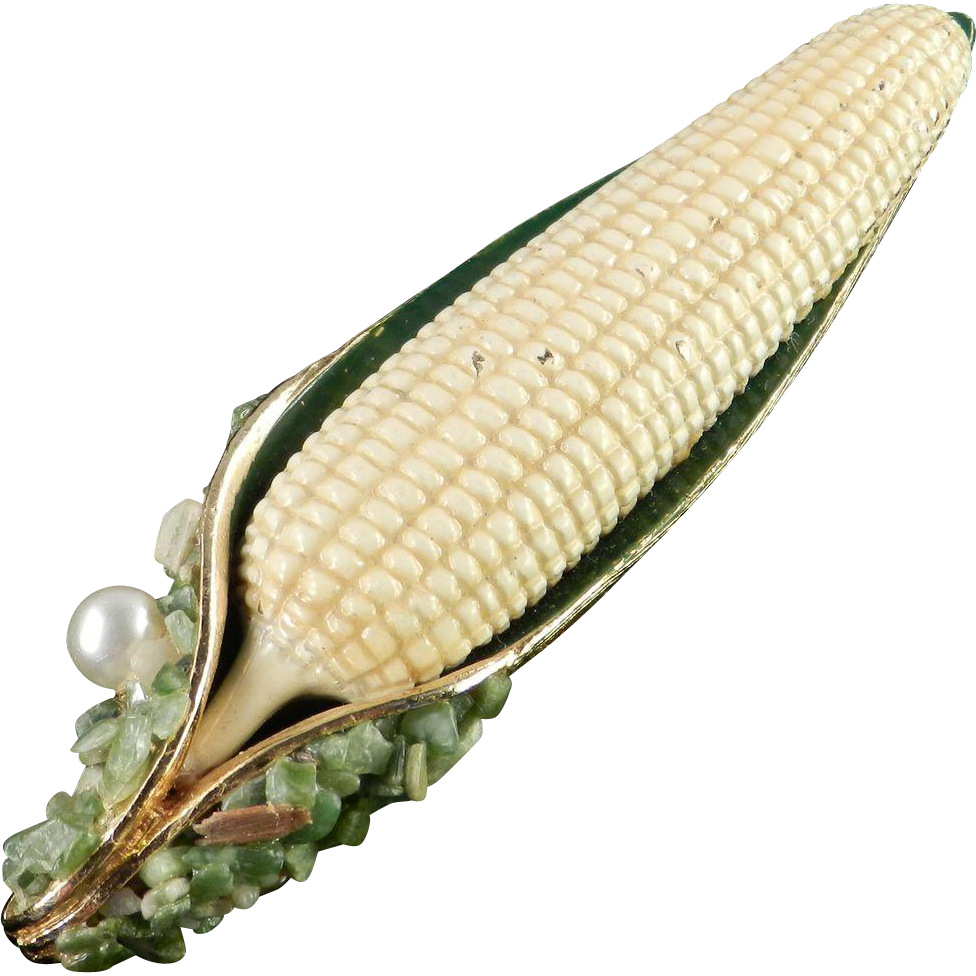 A Single Ear Of Corn With Yellow Enamel Kernels And (976x976), Png Download