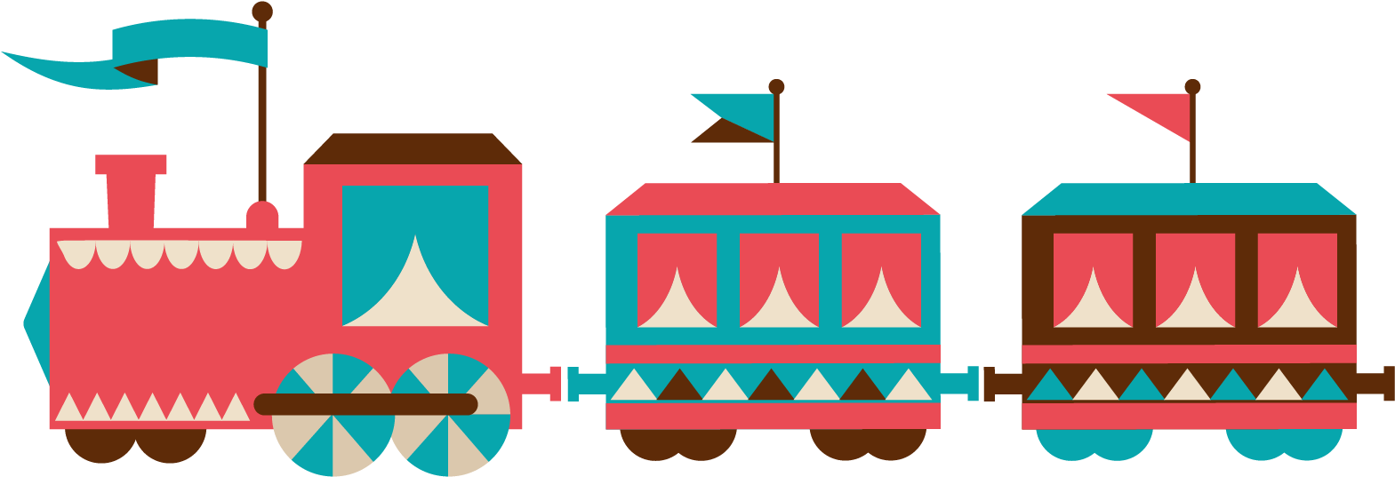 Track Clipart Railway Indian Track - Cartoon Train On Track (1851x816), Png Download