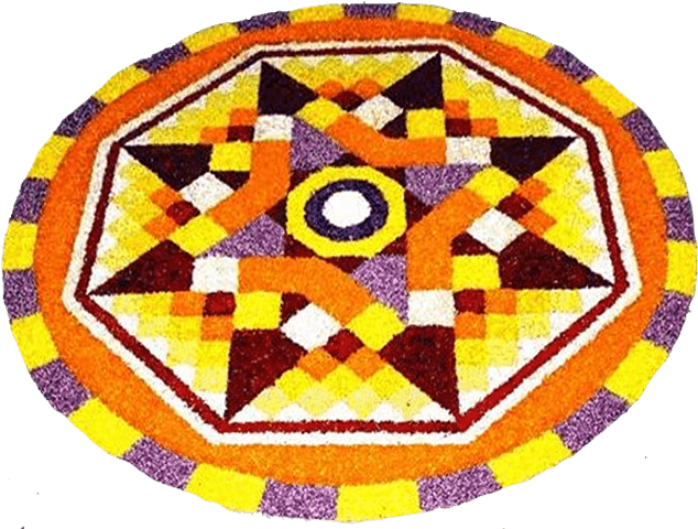 These Are A Few Flower Decorations Done During Onam - Kathakali Face Atham Designs (640x488), Png Download