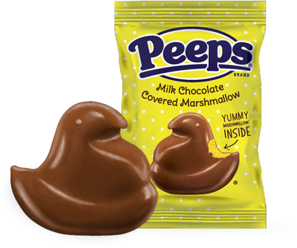 Chocolate Covered Marshmallow Chicks - Peeps Milk Chocolate Covered Marshmallow (980x523), Png Download