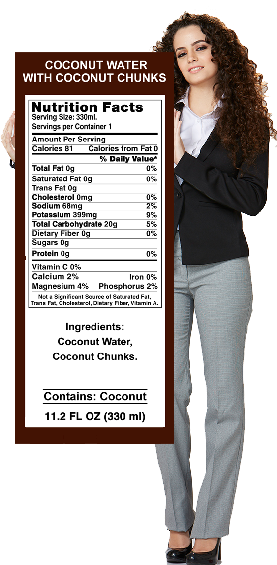 Delicious Coconut Water And Tender Coconut Pieces Come - Tender Coconut Nutrition Facts (600x1246), Png Download