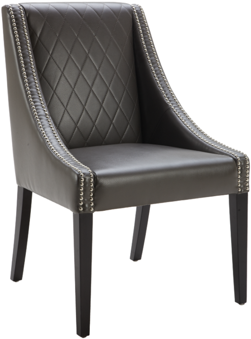 Intrustic Winsor Dining Chair Grey Leather - Dining Chair (900x720), Png Download