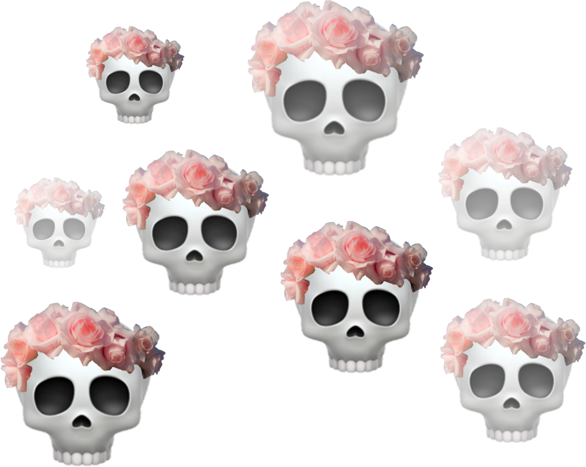 Emoji Crown Skeleton Skull Tumblr Heartcrown Roses - Skull (2289x2289), Png Download