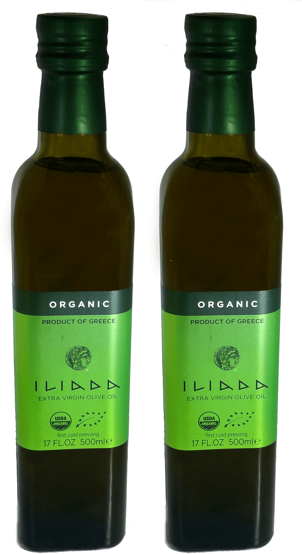 Iliada Organic Greek Extra Virgin Olive Oil First Cold - Glass Bottle (1000x1883), Png Download