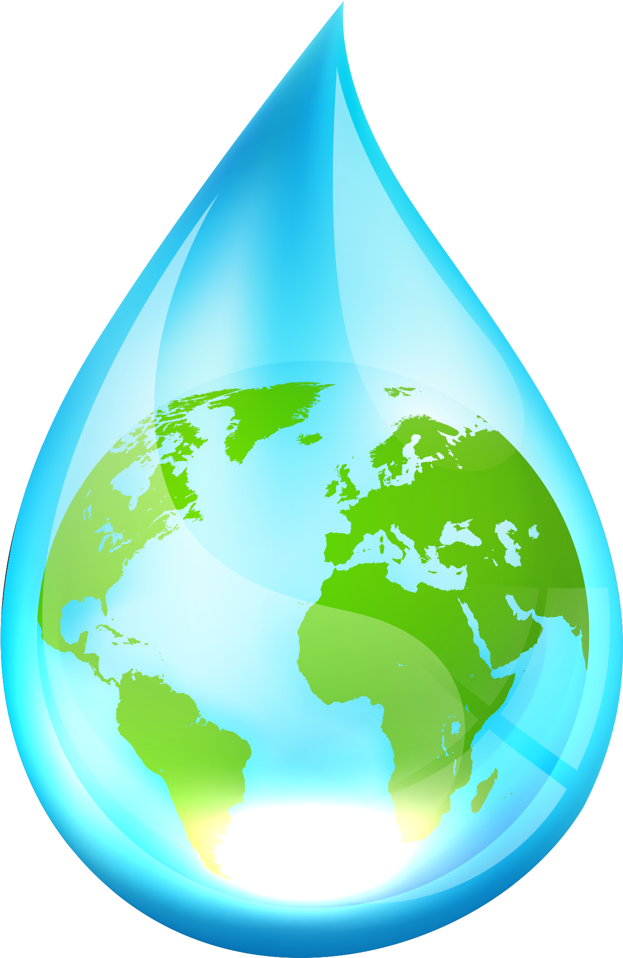 Earth Png - Water Droplet With World (3000x2225), Png Download