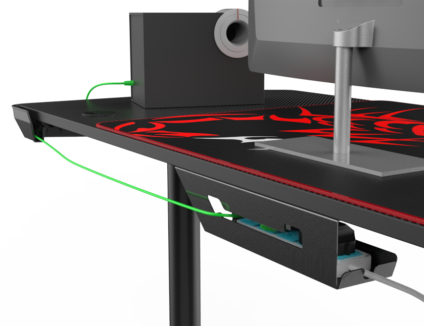 Get That Tangled Mess Of Cords Under Control With The - Gaming Desk Cable Management (839x646), Png Download
