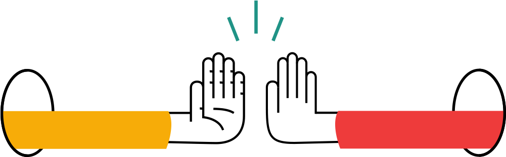 Illustration Of Two Hands Giving High Fives (1007x329), Png Download
