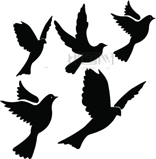 Blackbird Clipart Flying Dove - Free Bird Silhouette Flying (513x650), Png Download