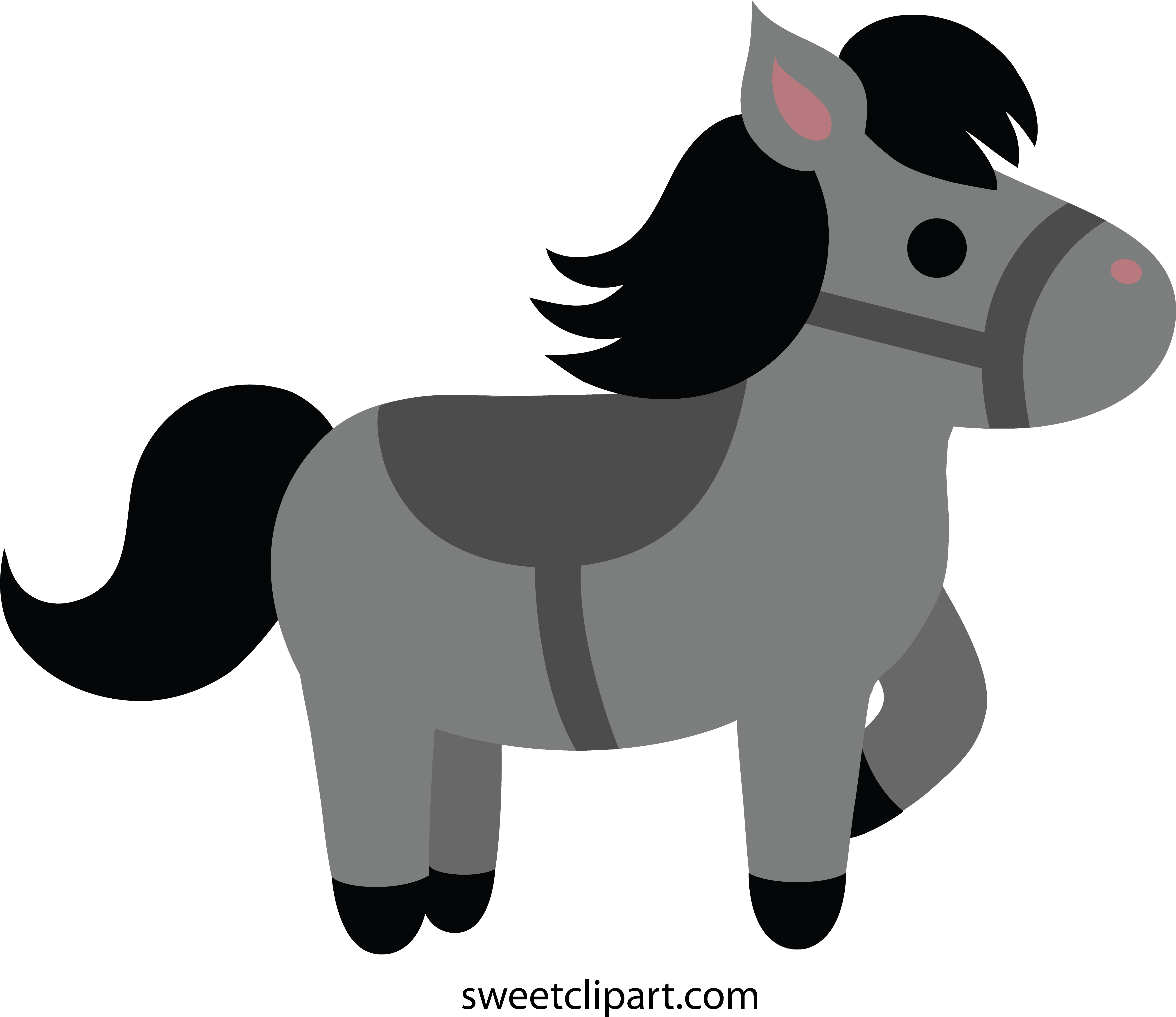 Horse Clipart Grey - Cute Black Horse Clipart (5223x4532), Png Download