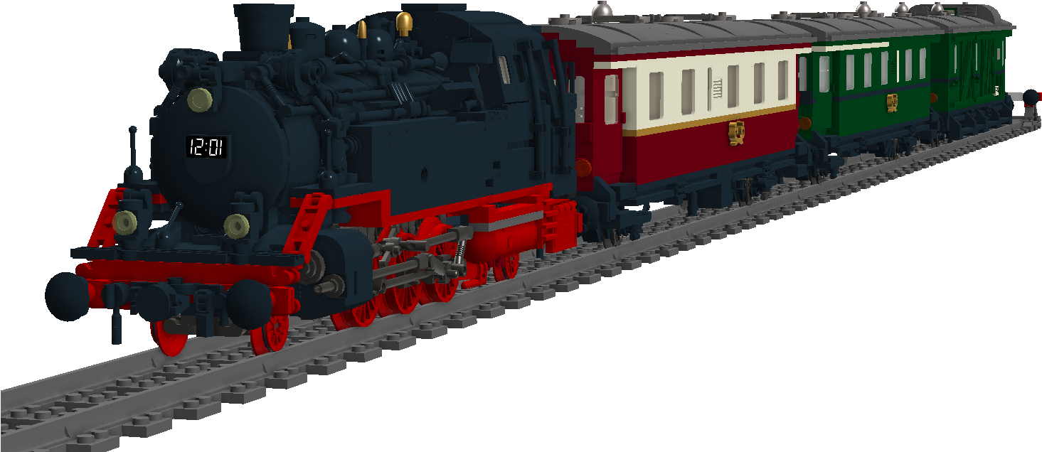 With Three Carriages A Complete German Nebenbahn Train - Locomotive (1536x742), Png Download