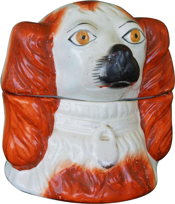 Victorian Staffordshire Spaniel Dog Head Tobacco Jar - Cocker Spaniel (709x709), Png Download