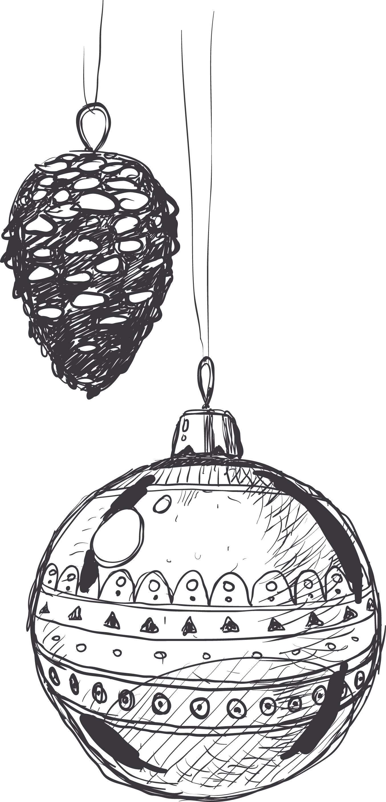 Drawn Christmas Lights Hand Painted Christmas - Illustration (1354x2814), Png Download