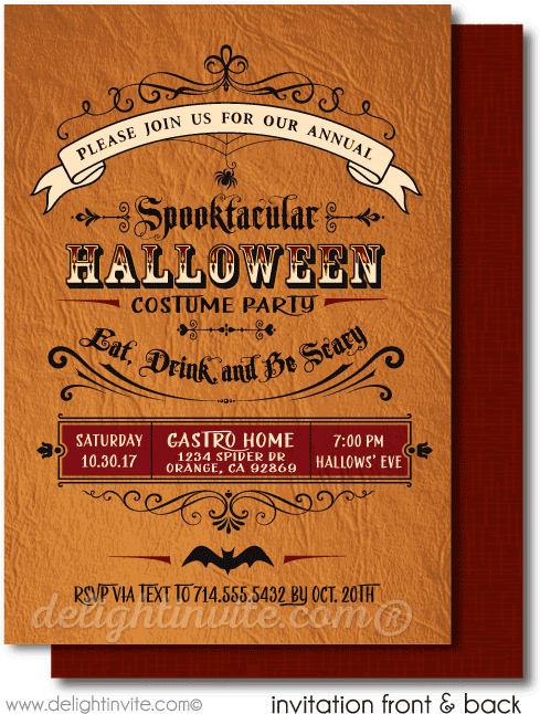 Vintage Halloween Cocktail Party Invitations, Eat, - Poster (497x675), Png Download